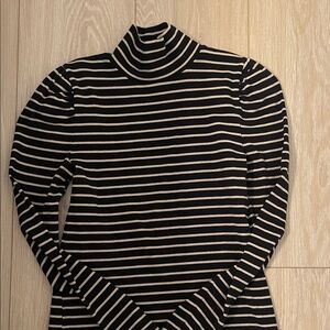 J. Crew Black and Gold Striped Turtleneck